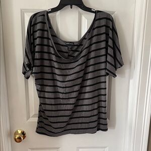 Wet Seal Gray and Black Striped Scoop Neck Top